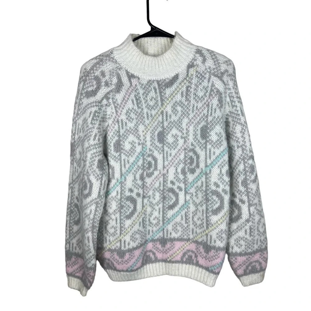 T.Q. Vintage Retro 90s Oversized Jazz Pullover Sweater Colorful Women’s Medium